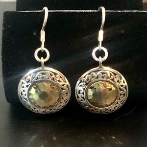 LOIS HILL Round Sterling Silver Drop Earrings with Yellow Gold Centers